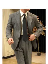 ヴィンテージコーヒー色の千鳥格子ウールスーツ【男のビジネススタイル・ナポリ風・カジュアル】（セットアップ対応）