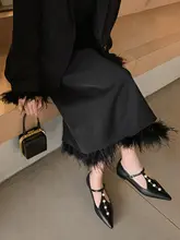 フランス風 パール付きフラットサンダル【レディース・浅口・先細・マリージェーンスタイル】