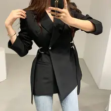 レディース 春秋用 小西服【デザイン性のある系帯付き・トレンドスタイル】