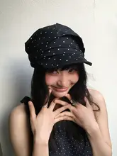 ターバンキャップ プリーツ 水玉 結び紐 小顔効果 インスタ映え ヴィンテージ 着回し