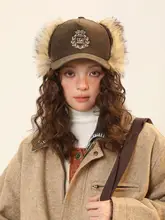 キャップ レディース 冬 厚手 保温 コーデュロイ フェイクファー ファー