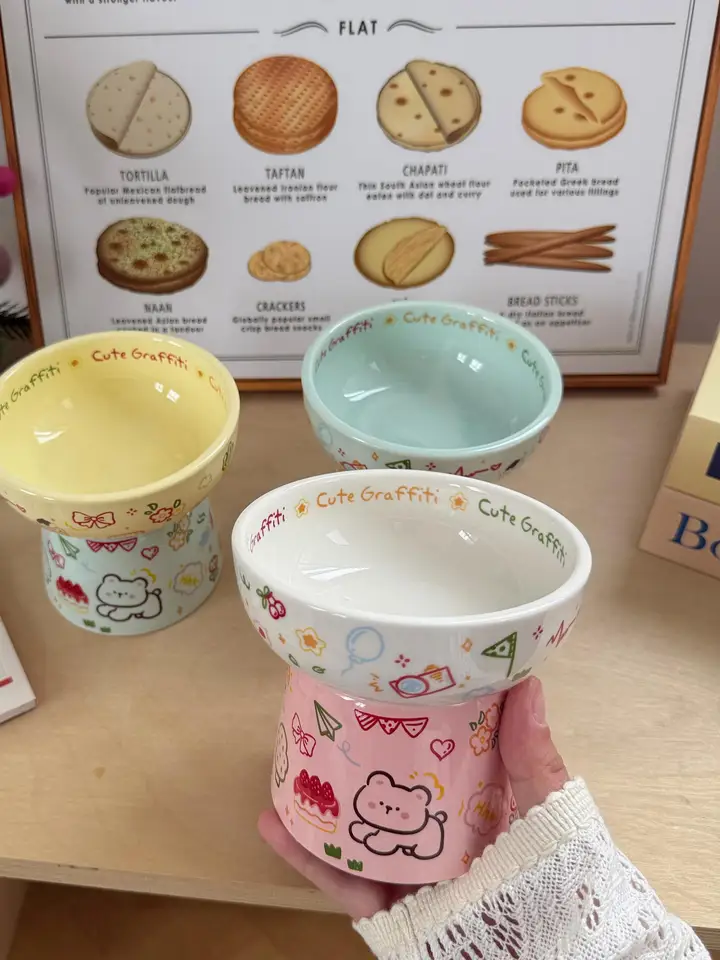 かわいい陶器製 猫用・犬用食器【水飲み碗・フードボウル・高脚デザイン】