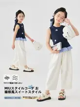 女の子用夏のノースリーブトップスとパンツ【おしゃれなコーディネート・子供用】（セットアップ対応）