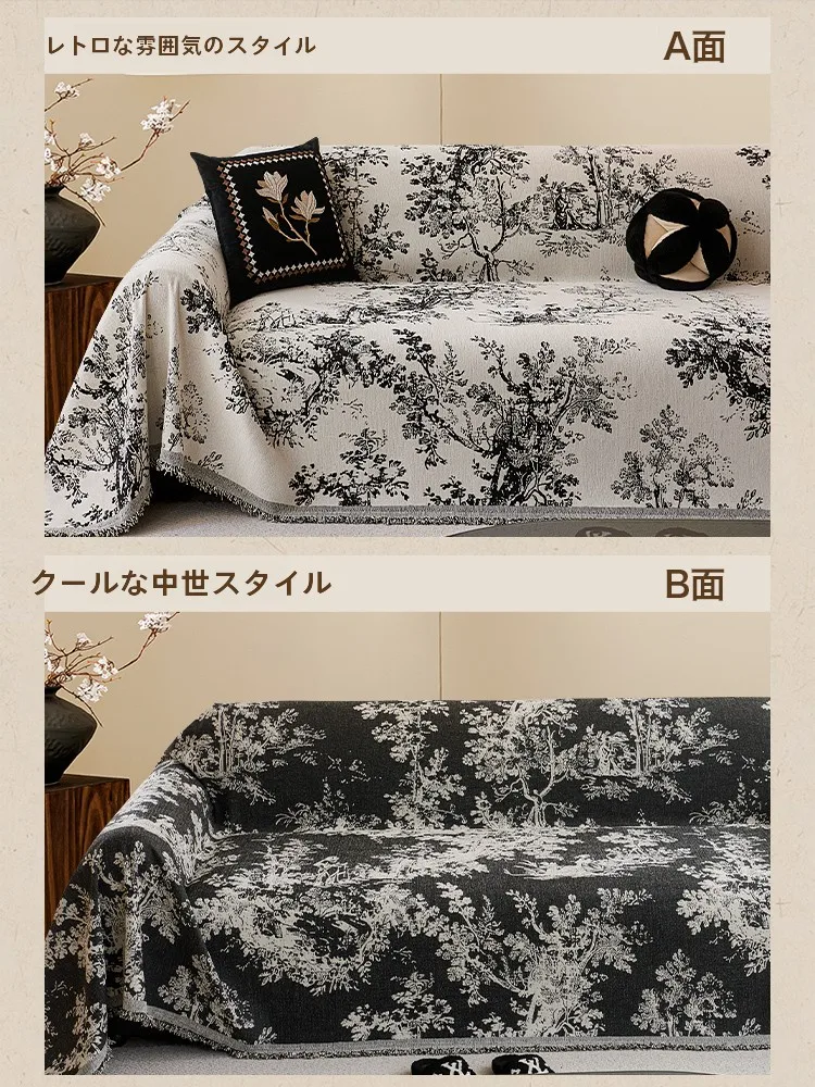 中古風のフルカバーソファカバー：フランス風防滑仕様の汎用性と使い勝手