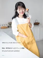 防水エプロン【純綿・交差デザイン・冬用・高級感あるコットンリネン】