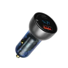 Baseus 車載充電器 シガーソケット変換アダプタ【デジタル表示・2ポート・65W・急速充電】
