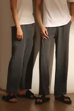 パジャマパンツ ペア メンズ レディース 綿100% 薄手 ゆったり ストレート お出かけOK 春秋 夏