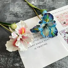 アイリス風シルクフラワーアレンジメント【テーブル装飾用・ダブルヘッド・花束スタイル】