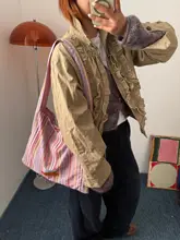 ストライプ布袋【軽量・レトロ風デザイン・ピンク】