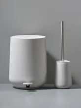 北欧風シンプル陶器製トイレブラシ【カラフル・フタ付き・穴あけ不要】