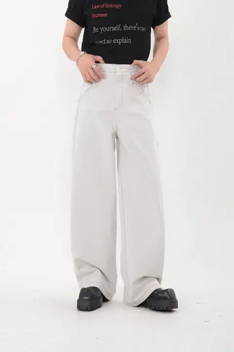 クリーンフィットデザインのワイドレッグデニムパンツ【メンズ・ロング・極上の柔らかさ】（セットアップ対応）
