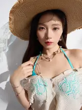 貝殻ひも使用のロングレイヤーネックレス【デザイン性抜群・鎖骨チェーン】