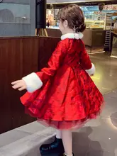 子供用冬季ワンピース【国風・赤・新年用・プリンセススタイル】