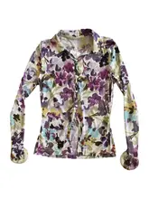 デザインカラフルフラワーロングスリーブシャツ【フィット感・立体袖口】