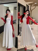 セクシーなキャミソールワンピース【大きいサイズ・ニットカーディガン付き・春用】（セットアップ対応）