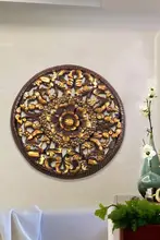 タイ産木製彫刻 壁掛け装飾 花柄デザイン【無垢材・透かし彫り】