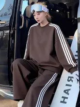 学院風 韓国スタイル ゆったりデザインのカジュアルなスポーツウェア【春秋用・女性用・トレンド・二点セット（セットアップ対応）】