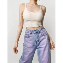 ZRSHOP Uネックキャミソール【取り外し可能な胸パッド・バックレスデザイン・シンプルなトップス】