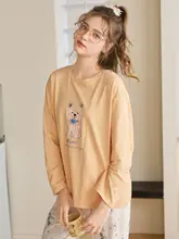可愛いデザインの女性用長袖パジャマ【綿素材・春秋用・ルームウェア・長パンツ】（セットアップ対応）