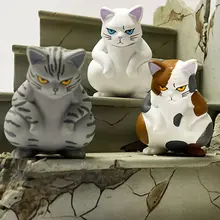 凶悪な表情の猫フィギュア【かわいい置物・つむぎ座りポーズ】