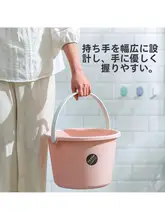 厚手の円形持ち手付きプラスチックバケツ【フタ付き・洗濯用・家庭用】（セットアップ対応）