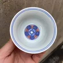 青花釉里紅甲冑龍紋の陶器製手持ちカップ【景德鎮産】