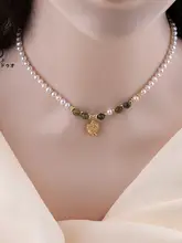 天然石と淡水パールのショートネックレス【中華風・デザインネックレス】