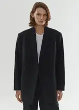 LOREO コットン混紡 シンプルOL風 テーラードジャケット【春用・オーバーサイズ・粗編み】