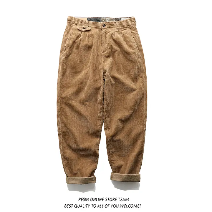 レトロデザインのコーデュロイカジュアルパンツ【男性用・フィット・ tapered スタイル】