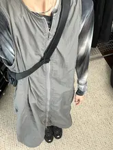 デザイン性のあるグレーの工装風キャミソールマキシワンピース【大きいサイズ・夏用・スリム効果】（セットアップ対応）