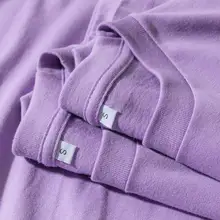 香芋紫の純綿ラウンドネック半袖Tシャツ【極上の柔らかさ・ゆったりデザイン・シンプルコーデに最適】