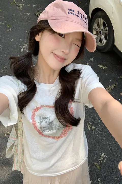 猫の漫画 Tシャツ 女性用 2025夏新作