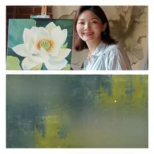 手描き油絵のモダン抽象アート壁掛け【淡い緑色・テクスチャーデザイン・玄関装飾用】