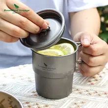 必唯純チタン製 250ml アウトドア用折りたたみカップ【蓋付き・キャンプ・コーヒー・ティーカップ】