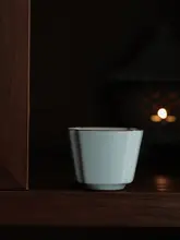 天青汝窯 四角型茶杯セット【高級陶器・ペア・ギフトボックス入り】