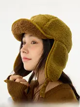 防風性に優れたフライトキャップ【耳保護・女性用・ブラウン・秋冬向け】