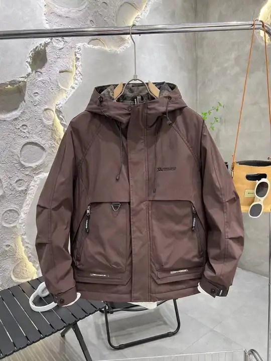 メンズ 秋冬用 フード付きコットンジャケット【無地・カジュアルデザイン・流行の工装スタイル】