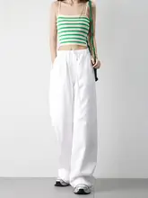 アメリカンスタイルのリラクシングワイドレッグパンツ【女性用・ホワイト・春夏向け】