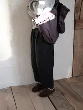 深い青色の実用的なストレートライン保温白鹅绒パンツ【ウエストゴム・九分丈】