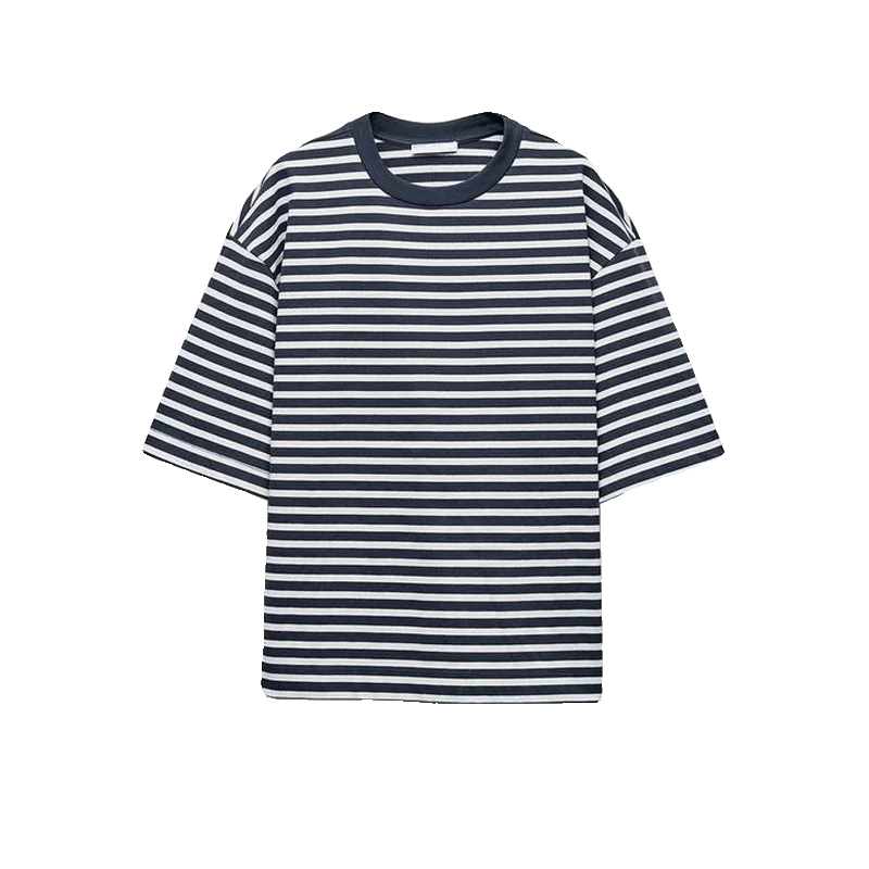 大人の女性向けボーダー柄Tシャツ【ゆったりシルエット・ラウンドネック・短袖】
