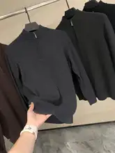 秋用 メンズ 無地 半袖 ハーフジップ ニット【ラセル混紡】