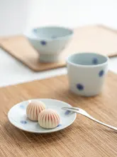藍色の渦巻きデザイン！波佐見焼き深皿【和風そば用・陶器製】