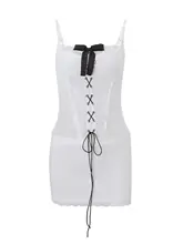 夏用リボン付きキャミソールワンピース【スタイリッシュ・ウエストシェイプ・タイトシルエット】