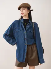 レトロスタイルのデニムシャツ【重ね着対応】