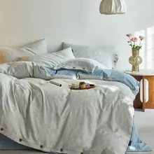 ボタン付き三層シフォンコットン製フラワーパターン寝具セット【高級感ある全棉・春夏秋冬用】（セットアップ対応）