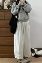 ホワイトパンツ【フィット・ワイドレッグ・九分丈・大きいサイズ】（セットアップ対応）
