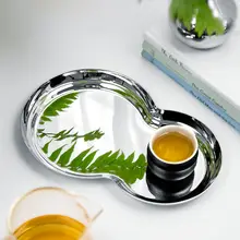 北欧スタイル ステンレス製8字トレイ【高級感・家庭用・デザートプレート】