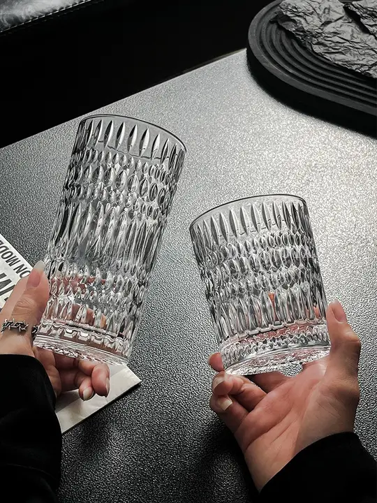 浮彫りグラス 家庭用 水杯 ジュースカップ 高級なラグジュアリー