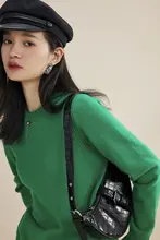 純粋な羊毛のラウンドネックセーター【シンプルデザイン・重ね着に最適・女性用】
