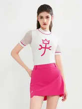 Castelbajac レディース ゴ  ルフ用 半袖アートデザイン 夏用 軽量ストレッチTシャツ